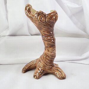 RARE Brainerd Indian School Pottery Tree Stump Vase 7.5" Signed Chuck E. Bull